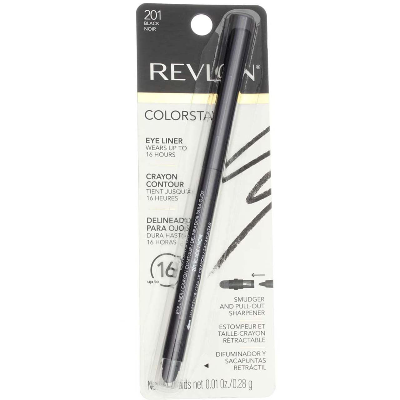 Revlon ColorStay Pencil Waterproof Eyeliner, Smudge-Proof, Eye Makeup with Built-In Sharpener, Long-Lasting, Matte Finish, 202 Black Brown, 0.01 oz
