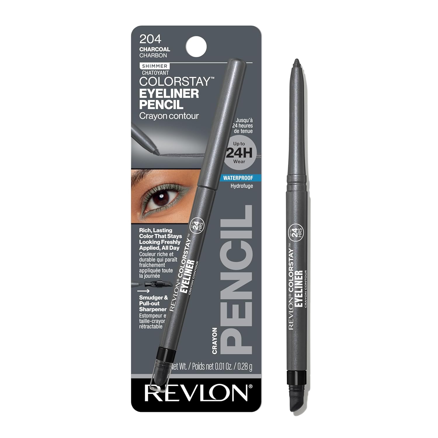 Revlon ColorStay Pencil Waterproof Eyeliner, Smudge-Proof, Eye Makeup with Built-In Sharpener, Long-Lasting, Matte Finish, 202 Black Brown, 0.01 oz