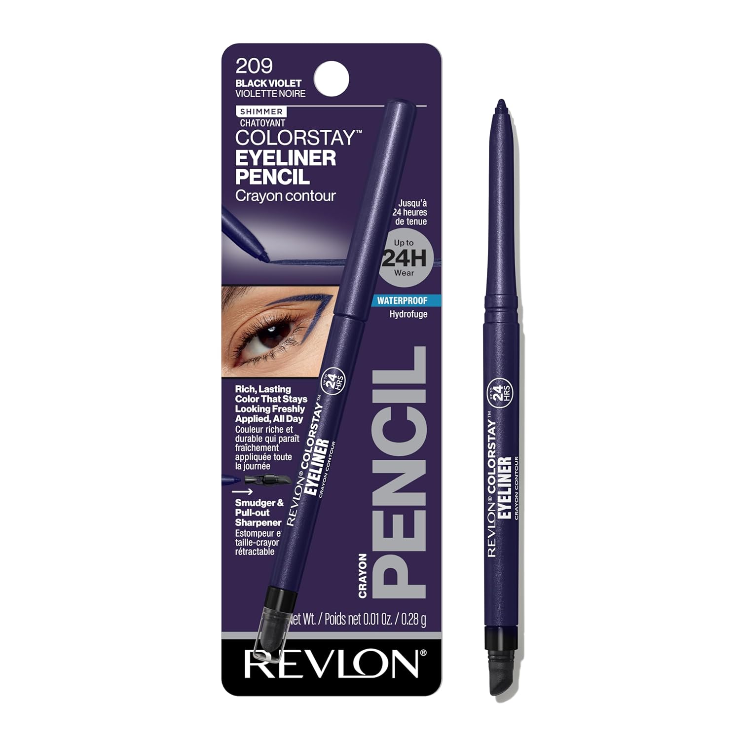 Revlon ColorStay Pencil Waterproof Eyeliner, Smudge-Proof, Eye Makeup with Built-In Sharpener, Long-Lasting, Matte Finish, 202 Black Brown, 0.01 oz