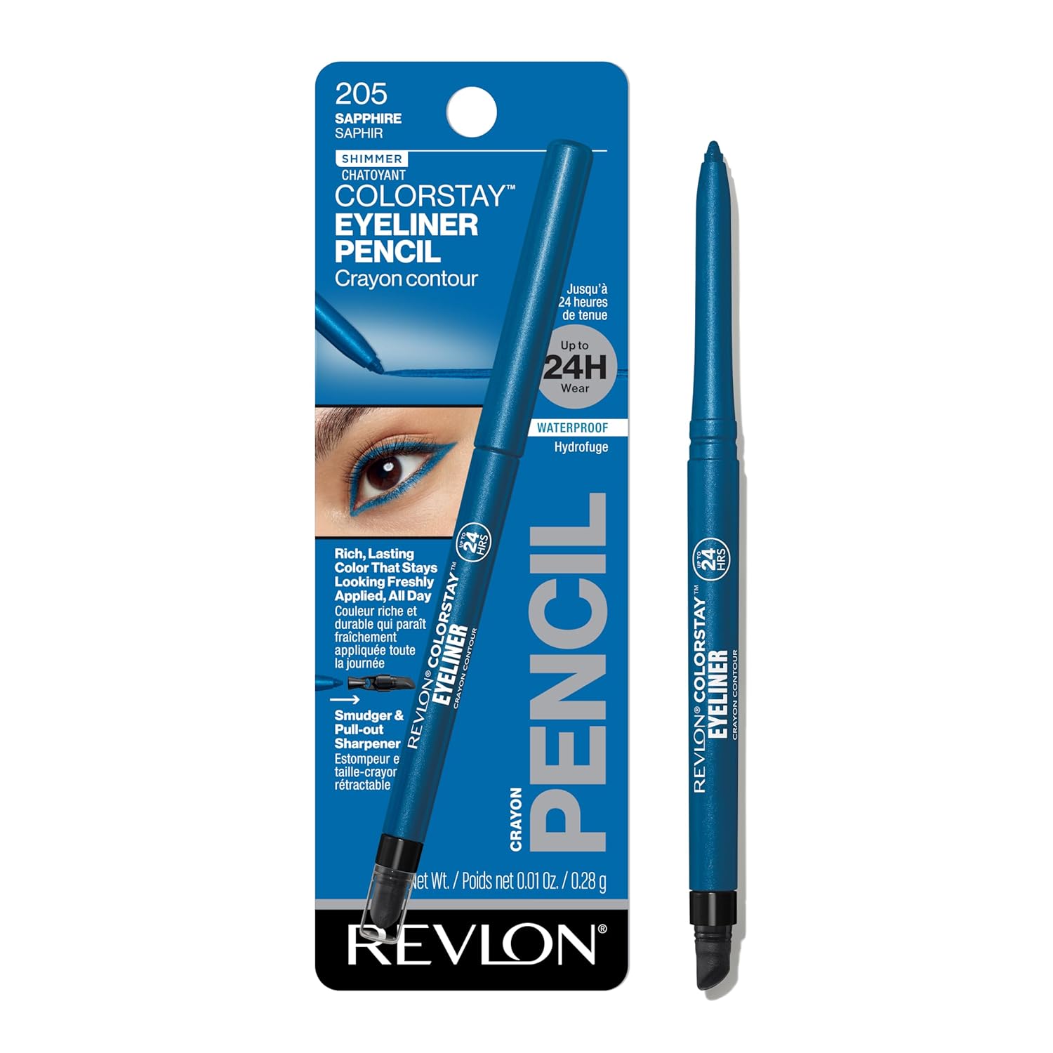 Revlon ColorStay Pencil Waterproof Eyeliner, Smudge-Proof, Eye Makeup with Built-In Sharpener, Long-Lasting, Matte Finish, 202 Black Brown, 0.01 oz