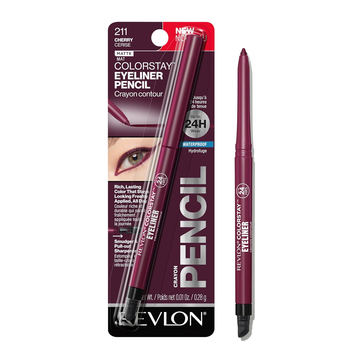 Revlon ColorStay Pencil Waterproof Eyeliner, Smudge-Proof, Eye Makeup with Built-In Sharpener, Long-Lasting, Matte Finish, 202 Black Brown, 0.01 oz