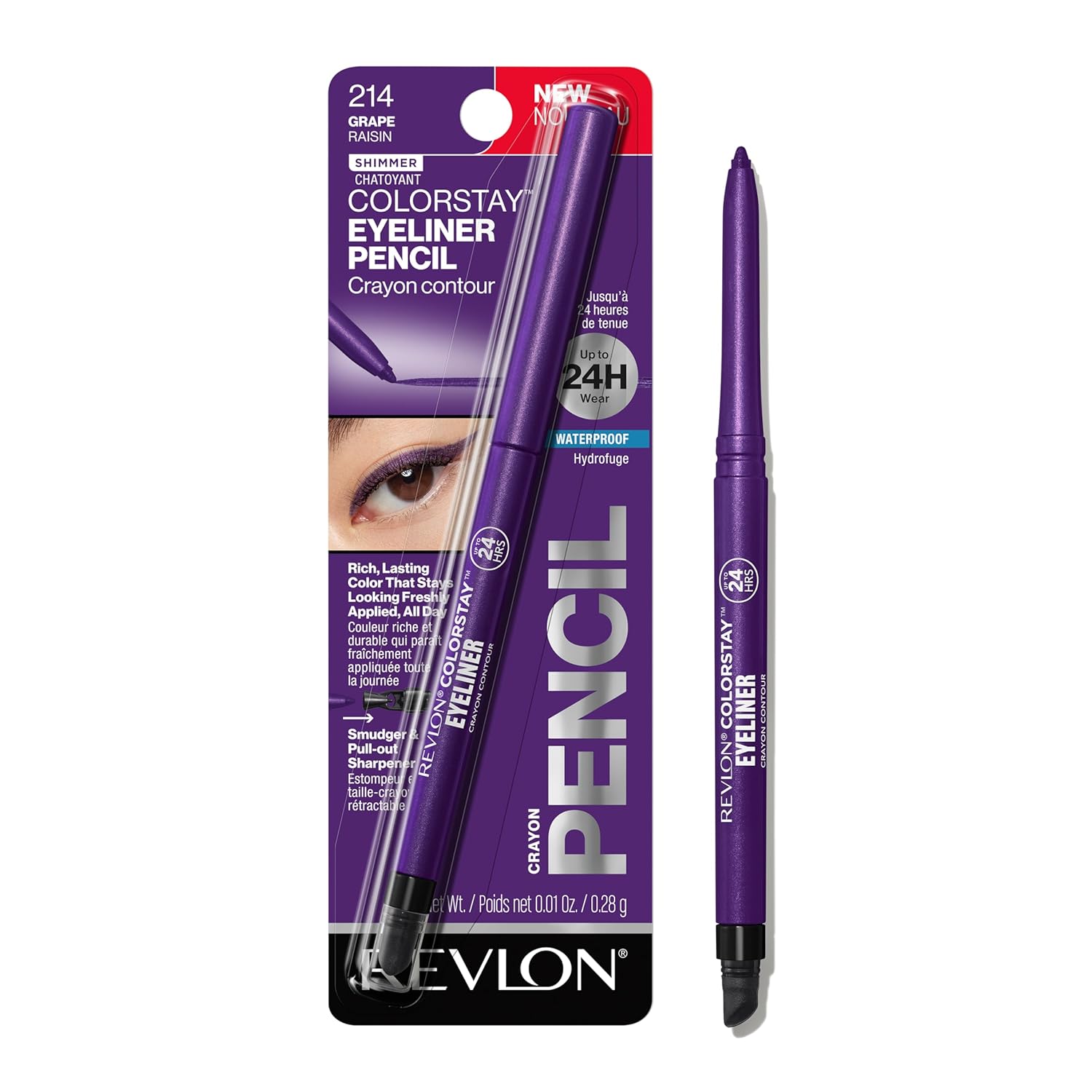 Revlon ColorStay Pencil Waterproof Eyeliner, Smudge-Proof, Eye Makeup with Built-In Sharpener, Long-Lasting, Matte Finish, 202 Black Brown, 0.01 oz