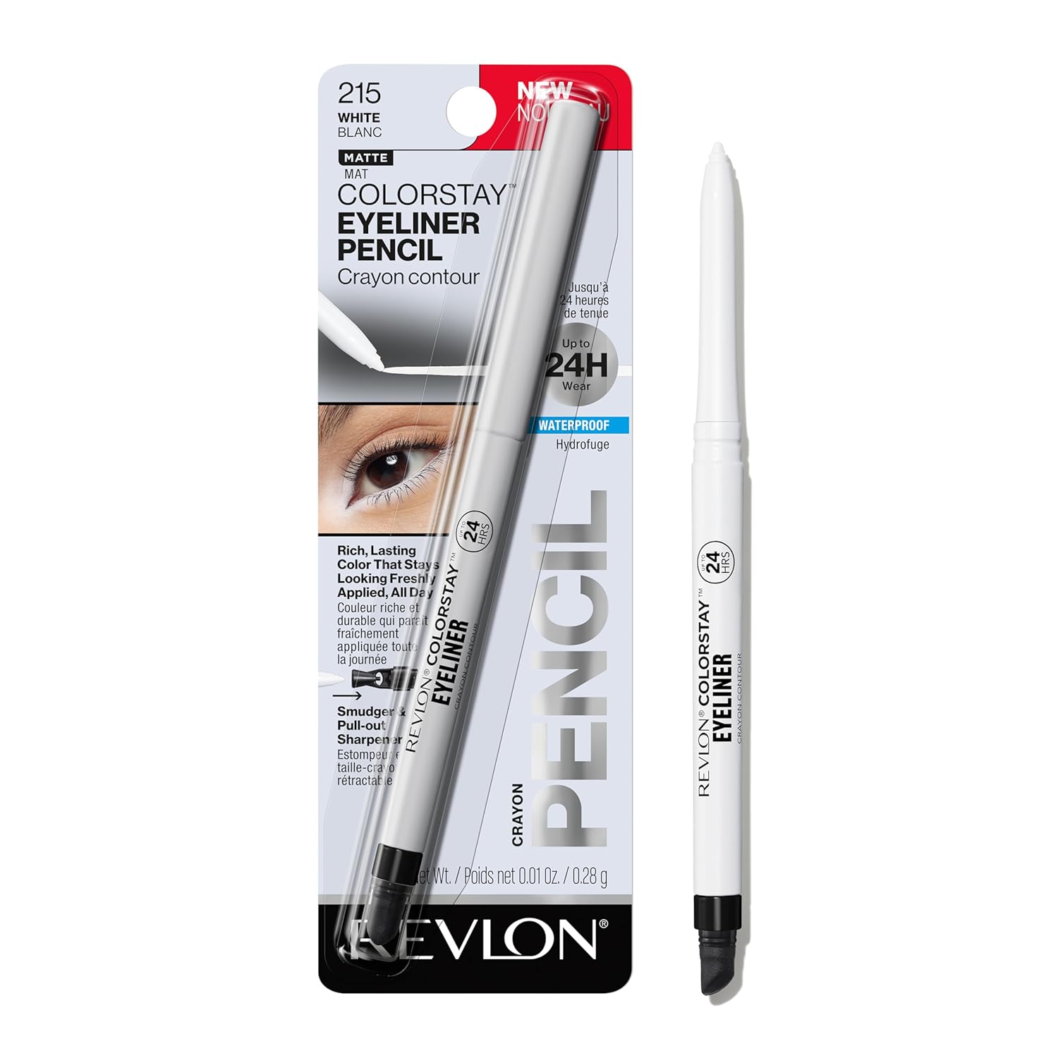 Revlon ColorStay Pencil Waterproof Eyeliner, Smudge-Proof, Eye Makeup with Built-In Sharpener, Long-Lasting, Matte Finish, 202 Black Brown, 0.01 oz