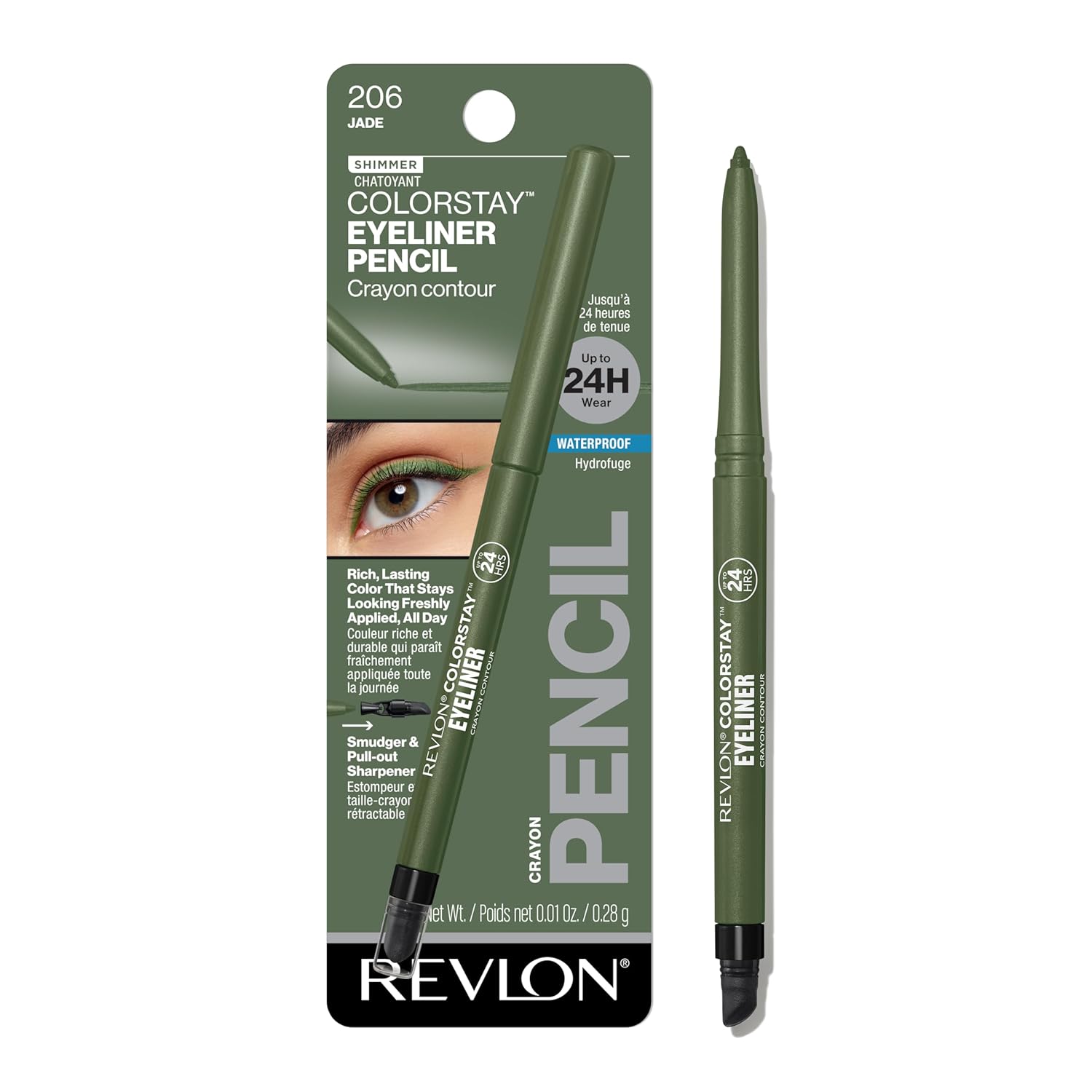 Revlon ColorStay Pencil Waterproof Eyeliner, Smudge-Proof, Eye Makeup with Built-In Sharpener, Long-Lasting, Matte Finish, 202 Black Brown, 0.01 oz