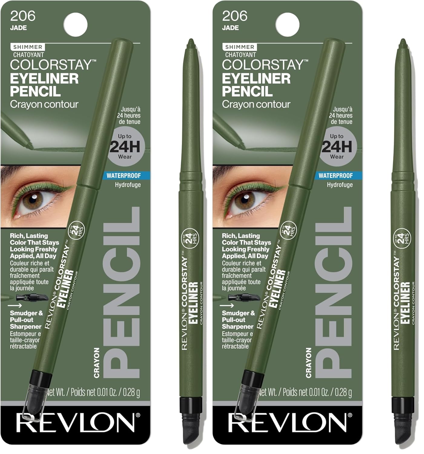 Revlon ColorStay Pencil Waterproof Eyeliner, Smudge-Proof, Eye Makeup with Built-In Sharpener, Long-Lasting, Matte Finish, 202 Black Brown, 0.01 oz