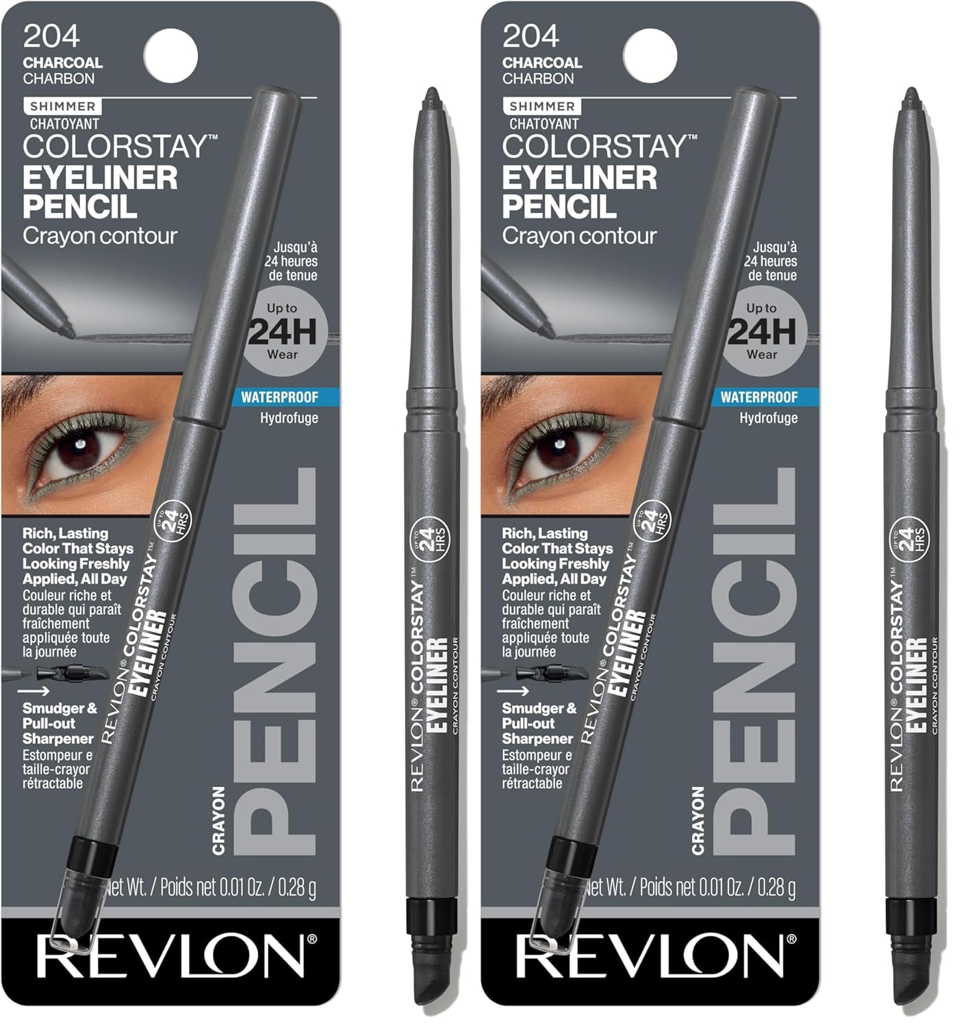 Revlon ColorStay Pencil Waterproof Eyeliner, Smudge-Proof, Eye Makeup with Built-In Sharpener, Long-Lasting, Matte Finish, 202 Black Brown, 0.01 oz