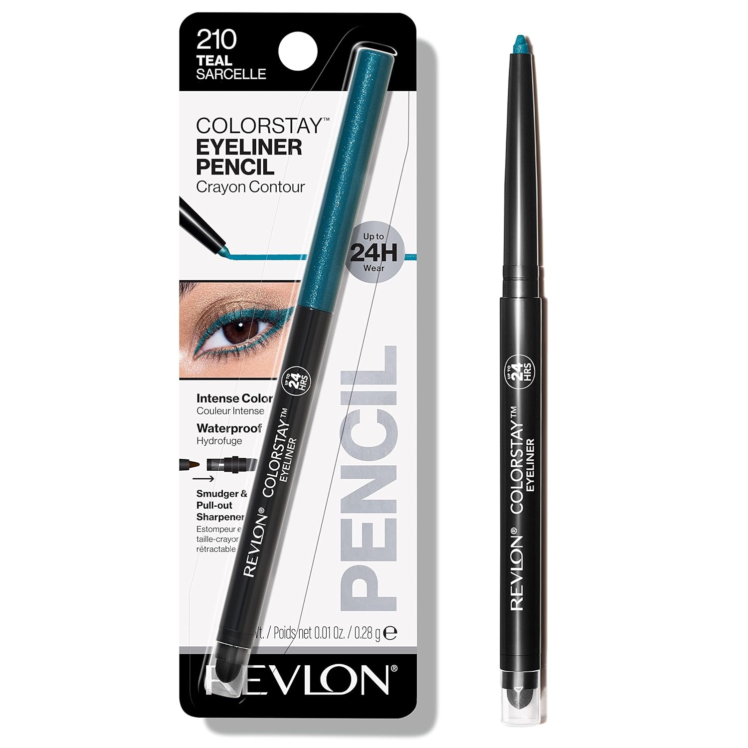 Revlon ColorStay Pencil Waterproof Eyeliner, Smudge-Proof, Eye Makeup with Built-In Sharpener, Long-Lasting, Matte Finish, 202 Black Brown, 0.01 oz