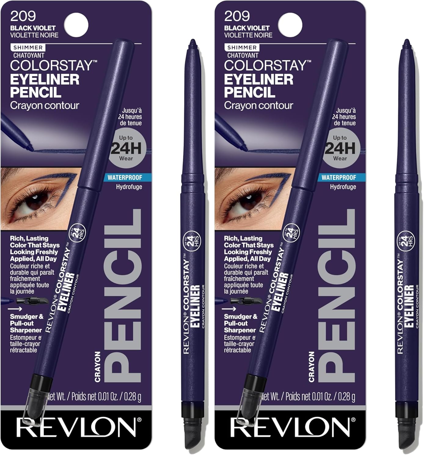 Revlon ColorStay Pencil Waterproof Eyeliner, Smudge-Proof, Eye Makeup with Built-In Sharpener, Long-Lasting, Matte Finish, 202 Black Brown, 0.01 oz