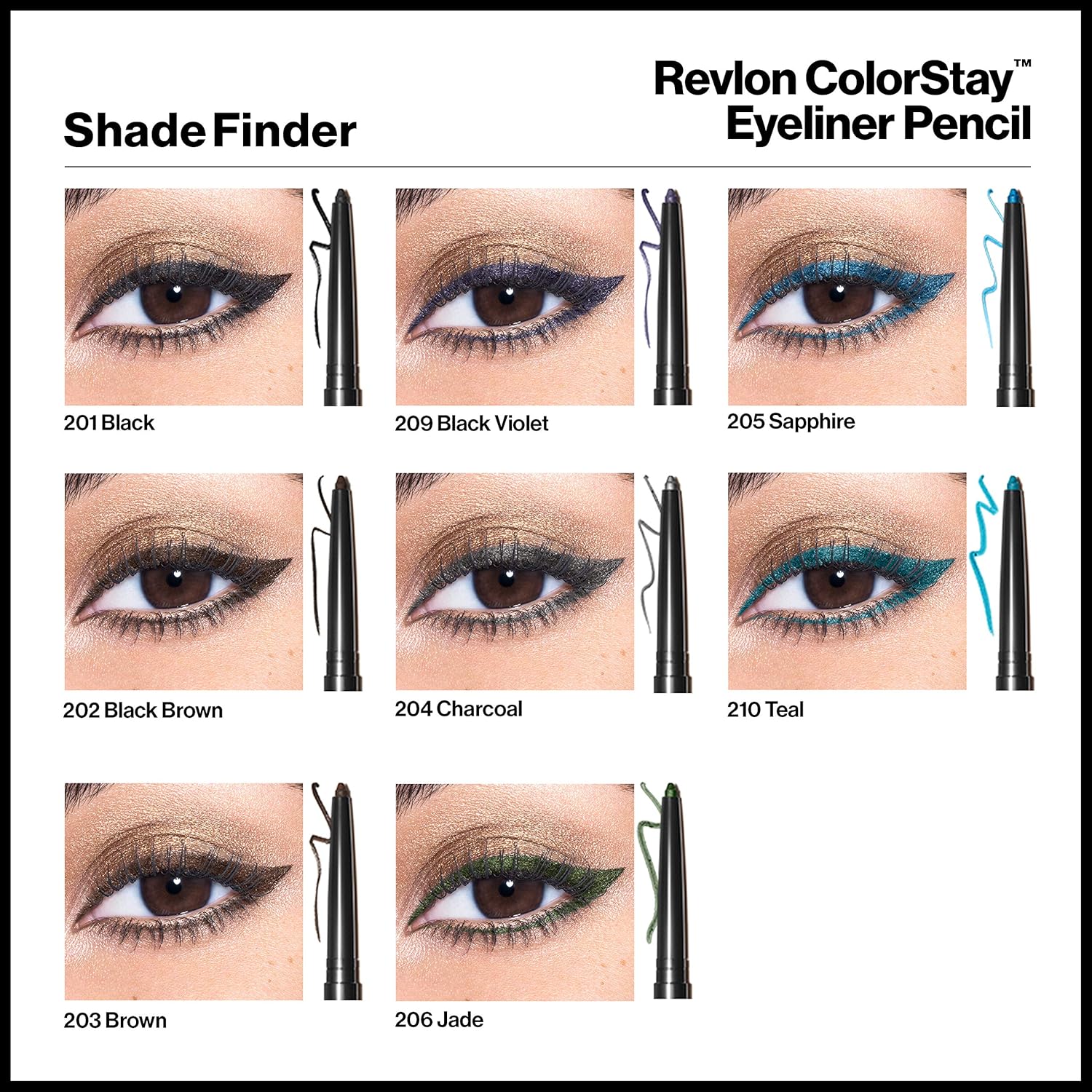 Revlon ColorStay Pencil Waterproof Eyeliner, Smudge-Proof, Eye Makeup with Built-In Sharpener, Long-Lasting, Matte Finish, 202 Black Brown, 0.01 oz